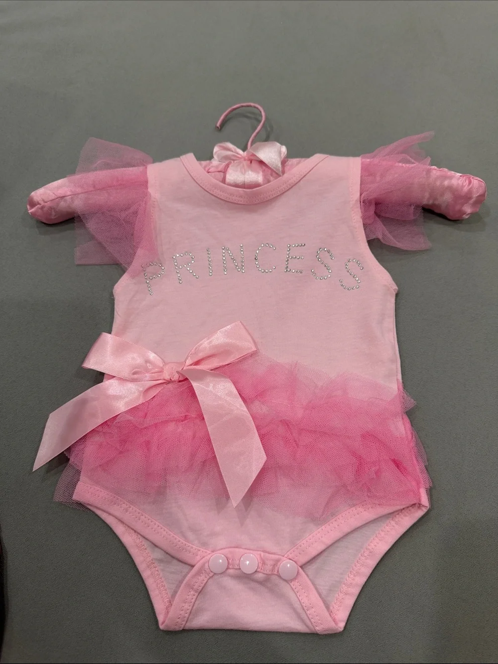 Pink Baby Tutu Bodysuit with 'PRINCESS' Rhinestones